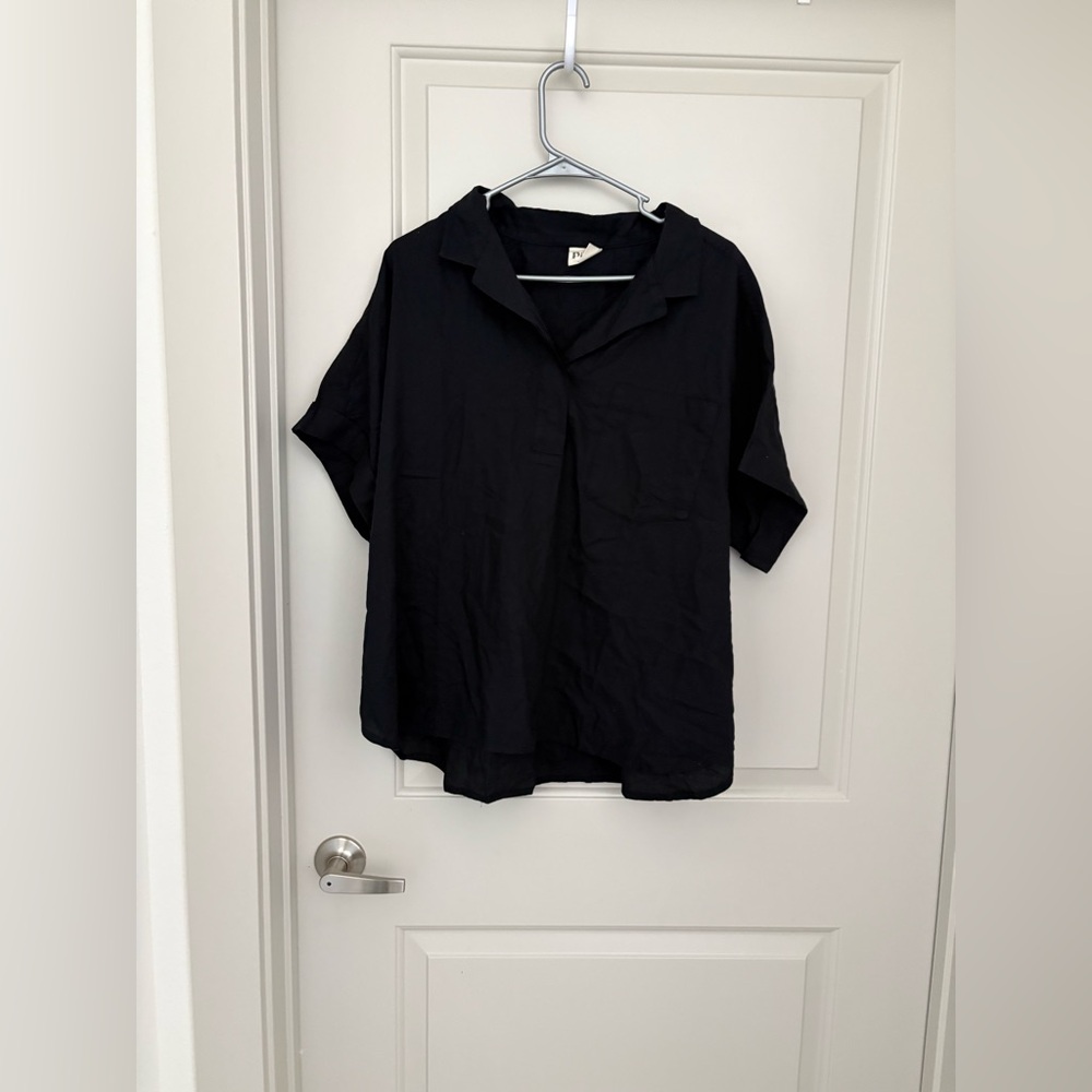 Relaxed Black Short-Sleeve Women's Top
